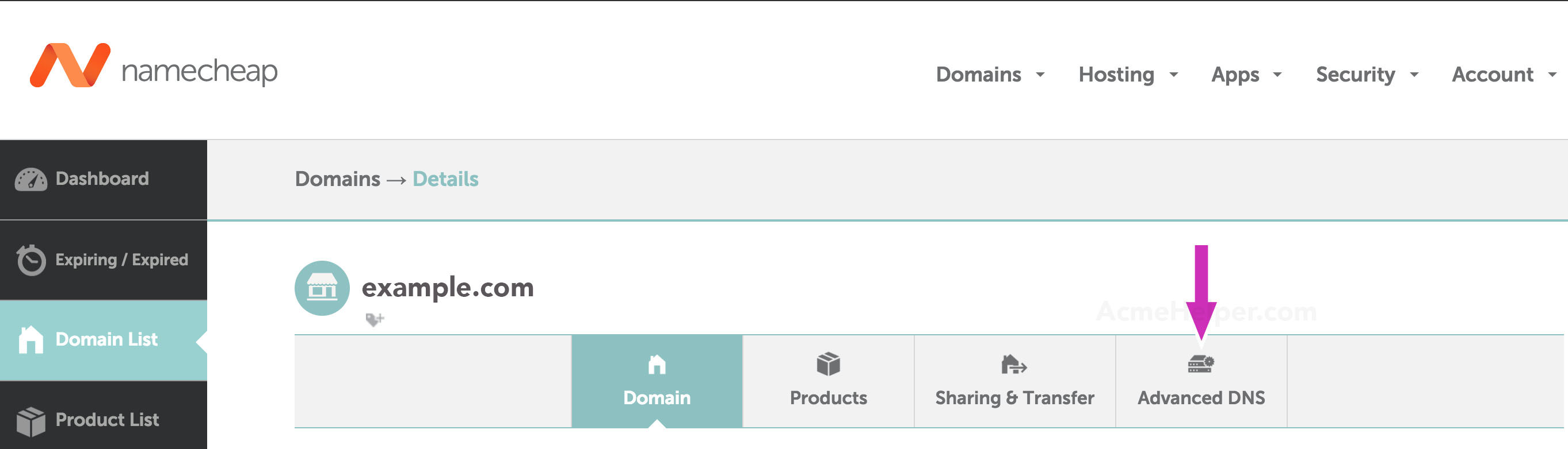 namecheap advanced dns panel