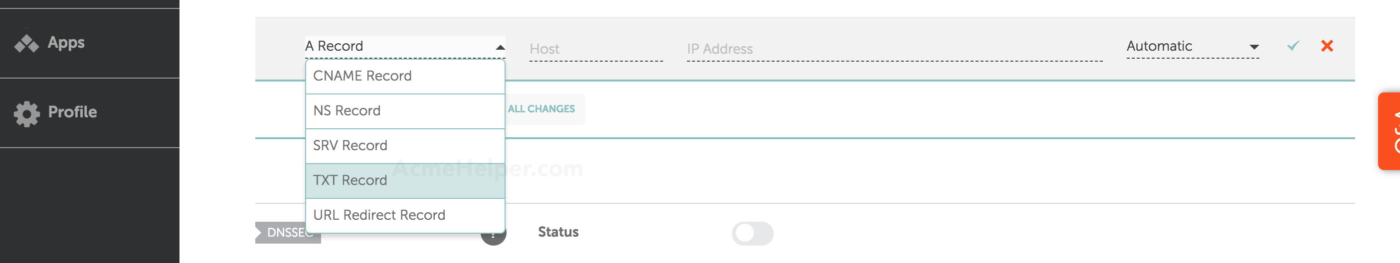 namecheap select TXT as dns record type